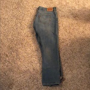 Levi’s 501 cropped jeans with cherry embroidery